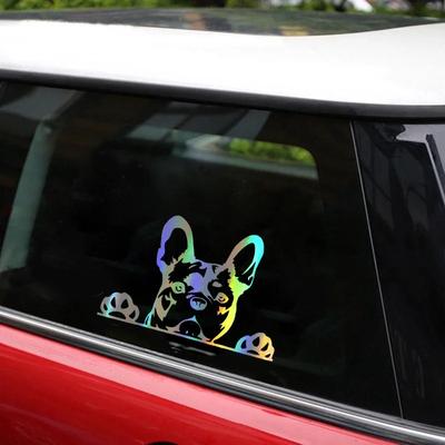 Motorfiets Sticker Pootjes Omhoog Franse Bulldog Frenchie Bully Hond Decoratie Vinyl Sticker Reflecterend Laser 3D Auto Stickers Auto Styling