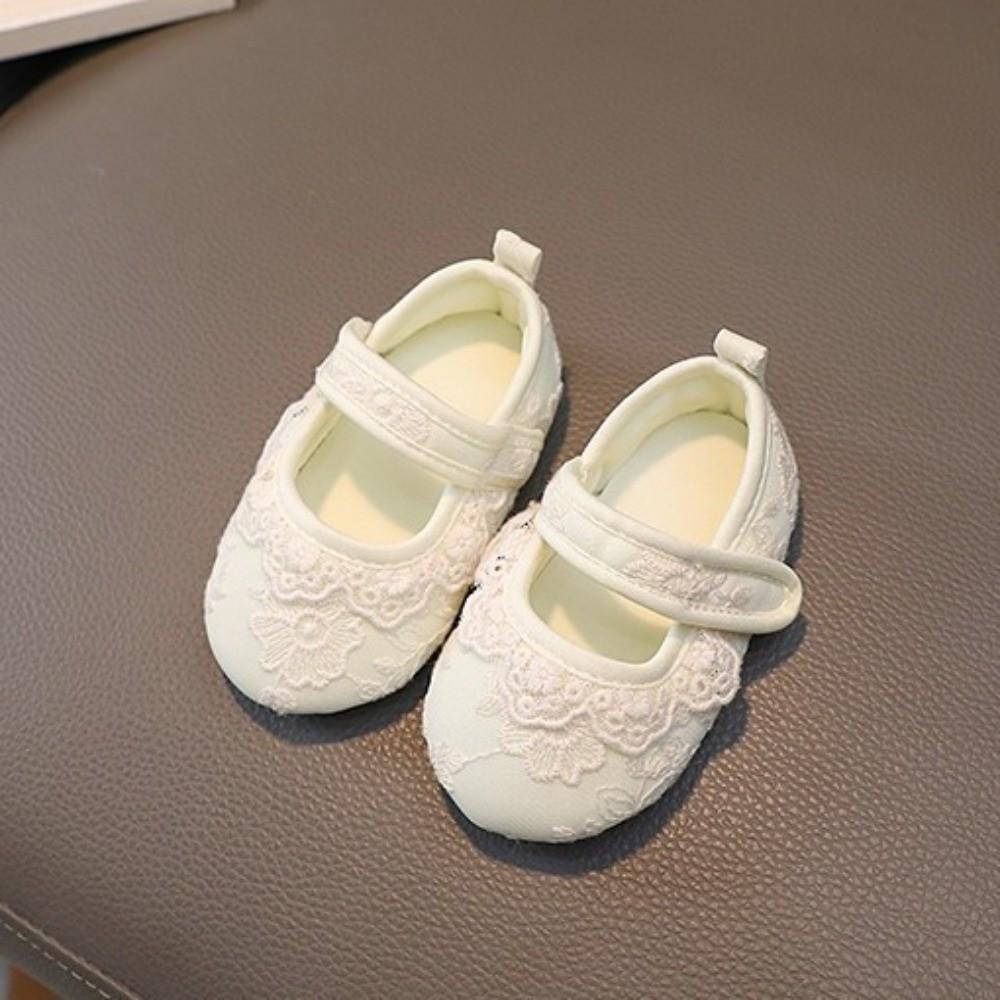 White Color Princess Shoes Non-Slip Sole Rubber Sole Shoes New Toddler Shoes  for 0-15 Month