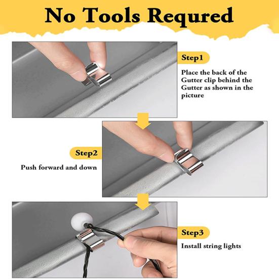 50 Pcs Gutter Clip-on Light Hooks Outdoor Holiday Lights Hanger Gutter Clips Roof Hooks Christmas Light Hooks
