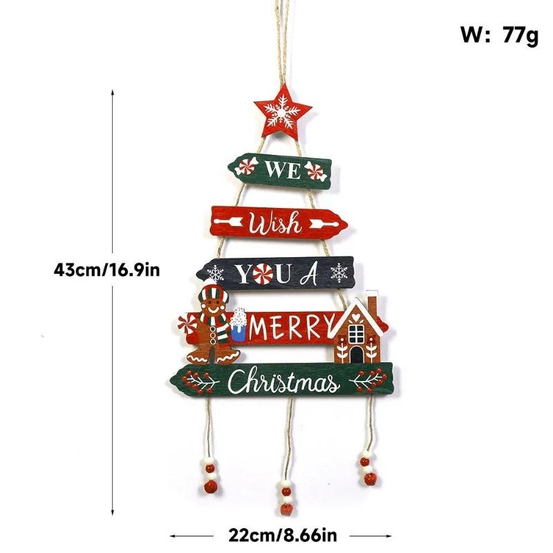 Christmas Hanging Pendant Wooden Crafts Xmas Tree Wall Ornament Natal Navidad Merry Christmas Decor 2025 Happy New Year 2026