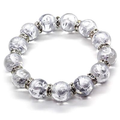 Silver Carved Five Claw Emperor Dragon Crystal 16mm Silver Rondelle Prayer Beads Bracelet with Paulownia Box Natural Stone [Sekki] Men's [b182]