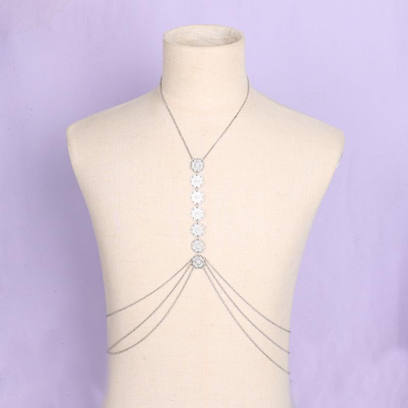 Body Necklace Women Fashion Geometric Body Cuban Chain Ladies Sexy Cross Chest Chain Jewelry Gift
