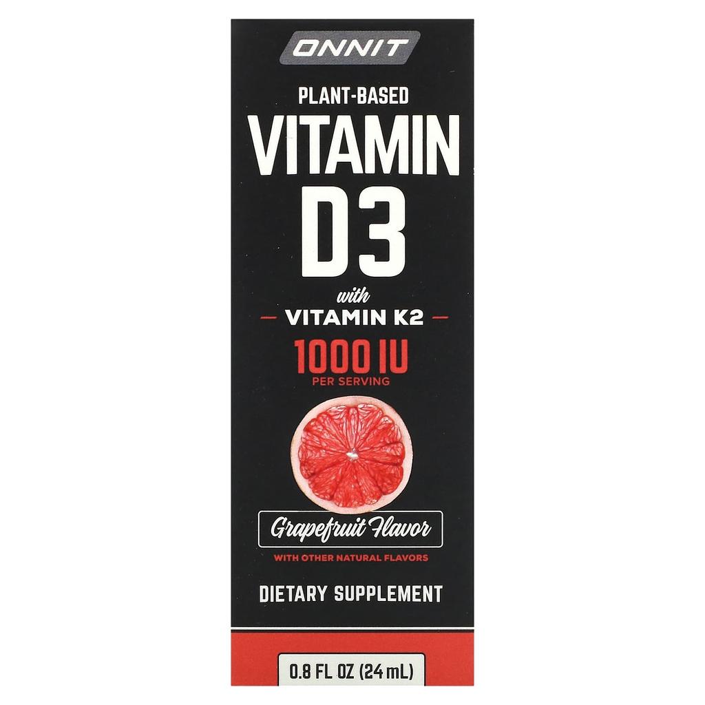 Plant-Based Vitamin D3, Vitamin K2, Grapefruit, 25Mcg (1,000Iu), 24Ml (0.8Fl Oz)