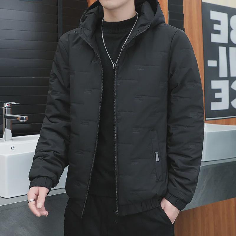 Men's Korean Style Hooded Cotton Down Coat – Trendy Winter and Autumn Fashion, Short Length