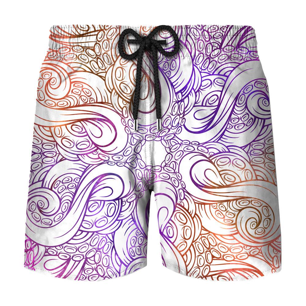 1Pcs Summer 3D Digital Printing Short Pants Casual Shorts Beach Pants S белый