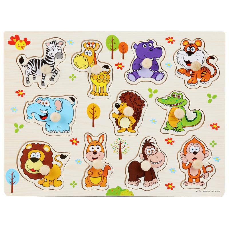 Montessori Wooden Puzzle - Animal Shape Matching Board for Fine Motor Skills, Early Learning Toy for Toddlers 1-3 Years Old.