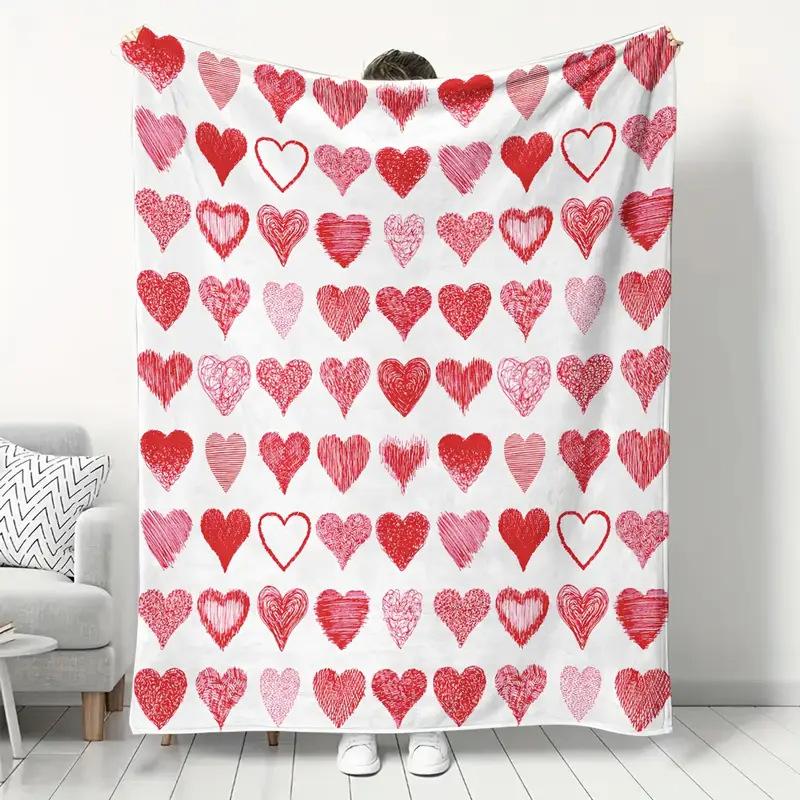 Romantic Love Series Digital-printed Polyester Bedroom Velvet Flannel Cover Blanket Fleece Soft Sofa Cover Blankets for Beds