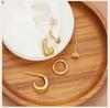 3 Pcs Set Hoop Stud Earrings for Women, Multiple Piercing CZ Crystal Triangle Studs Stackable Huggie Earrings Set Jewelry