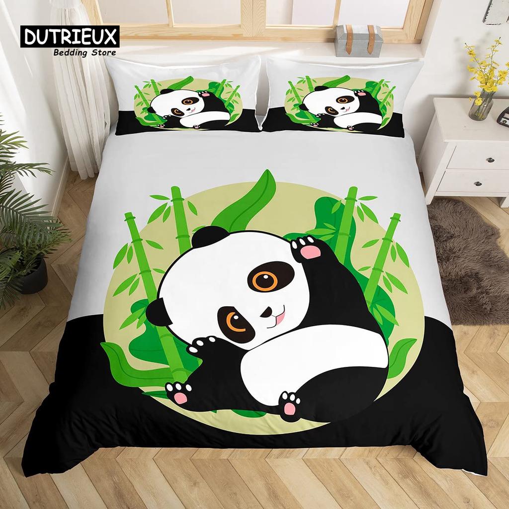 Kawaii Bear Duvet Cover Set Twin King Size Cartoon Animals Bedding Set Polyester Parachute Blue Sky White Cloud Comforter Cover