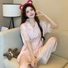 Ice Silk Pajamas Women'S Summer High-End Sweet Cherry Short-Sleeved Trousers Loungewear Set