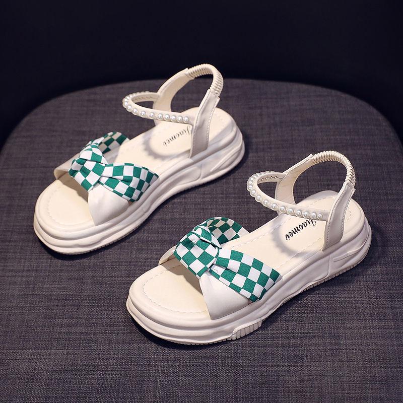 

Римские женские сандалии на платформе на 2024 год, зеленые сандалии на плоском каблуке со шнуровкой, туфли-бабочки по акции, шикарная элегантная летняя обувь 40