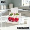 1pc Tissue Box, Realistic Glossy Cherries Fresh Vibrant Pattern, 2D Flat Printing, Blocks Dust, Easy To Carry, Tissue Holder, for Coffee Shops, 2D Fla