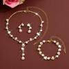 Delicate Claw Chain Necklace Earrings Bracelet Set Three-piece Pearl Clavicle Chain Dress Accessories