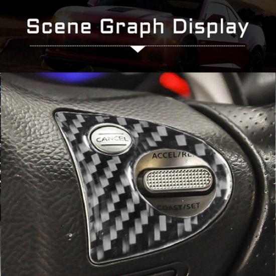 Carbon Fiber Steering Wheel Button Cover Trim For Infiniti FX 09-13/QX70 14-17 B