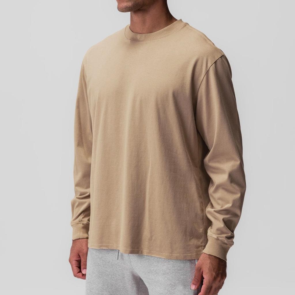 Fashion New Solid Color Sports and Casual Long-sleeved T-shirt for Men's Round Neck Fitness Exercise Top Base Shirt