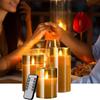 AnnTec LED Candle LED Flickers Like a Real Warm with Remote Adjustable Light, Glass, Gold, 3-Piece Set, Flame, Light, Flameless, Safe, Energy-Saving,
