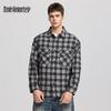Mark Fairwhale Men's Vintage Plaid Linen Casual Shirt Jacket