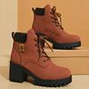 New High Heeled Women Boots Comfortable Waterproof Short Boots Retro Round Toe Chunky Heels Ankle Boots for Women Platform Shoes