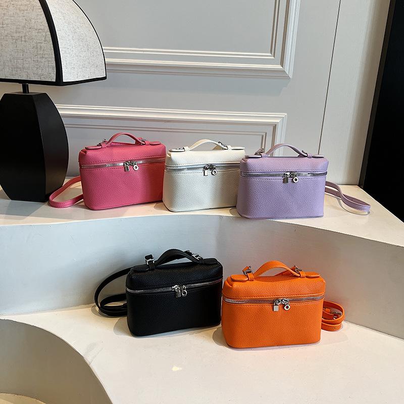 Textured lunch box bag messenger small bag handbag trendy women's bag high-end commuter messenger bag women