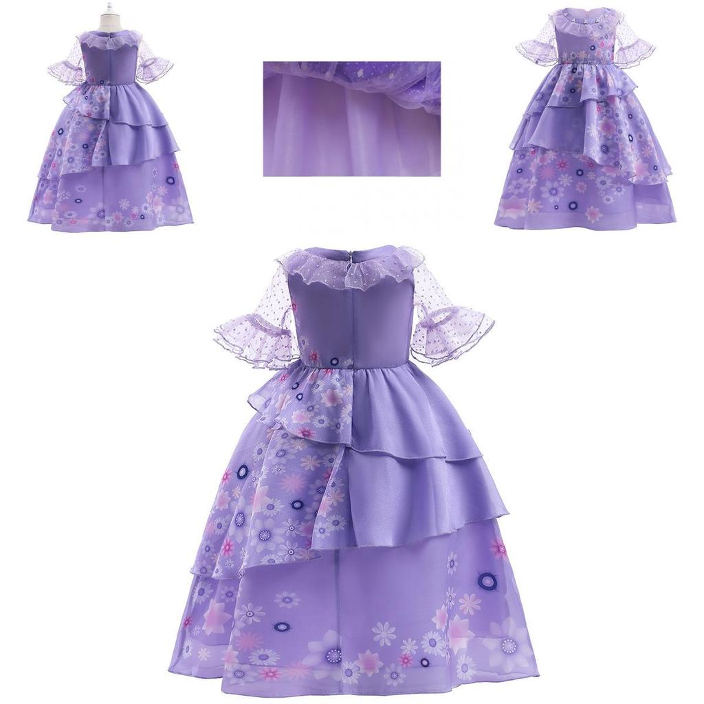Encanto Isabela Kids Deluxe Puffy Yarn Princess Costume Perfect For Halloween Carnivals And Fancy Dress Parties!