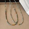 Minar Bohemia Colore Verde Pietra Naturale Cubi Perline Fiore Perline Collana per Donne 14K Placcato Oro Vero Catena in Rame Choker