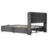 Wooden Bed 180 X 200 Cm, Hydraulic, Headboard with Storage, Equipped with USB Port and Type-C Socket, Double Bed, Single Bed, Grey (Without Mattress)