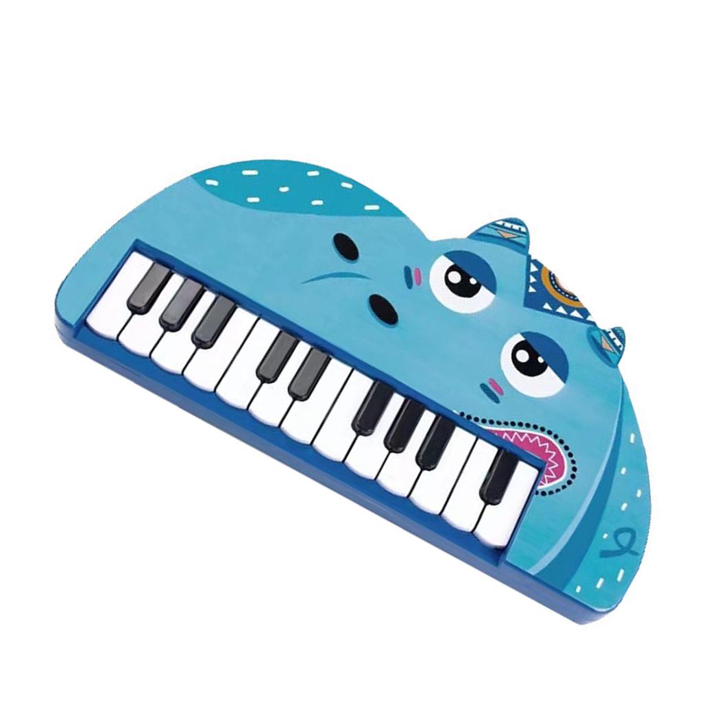 Piano Keyboard for Kids Cartoon 22 Keys Early Educational Animal Toddler Electronic Piano Toys Hippo Style
