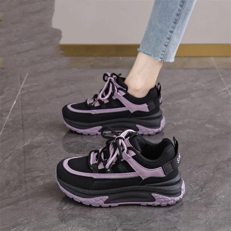

Classic Chunky Sneakers Lac Up Platform Casual Shoes For Women 40 фіолетовий