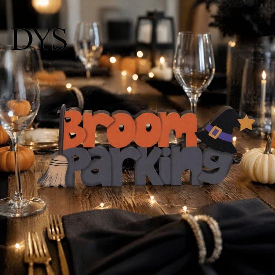 Indoor Seasonal Party Supplies Wooden Halloween Table Sign, Vintage Letter Tabletop Decoration, Spooky Standing Unique Photo Prop Block Sign