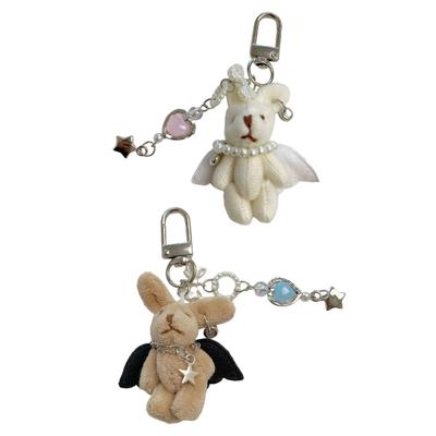 Porte-clés Lapin en Peluche Douce Charme de Sac avec Crochet en Alliage, Accessoire Ornement Animal en Peluche Rembourré en Coton PP Pour Femmes Filles