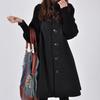 Solid Color Plus Size Women's Button Up Version Medium To Long Loose Coat Cloak Windbreaker