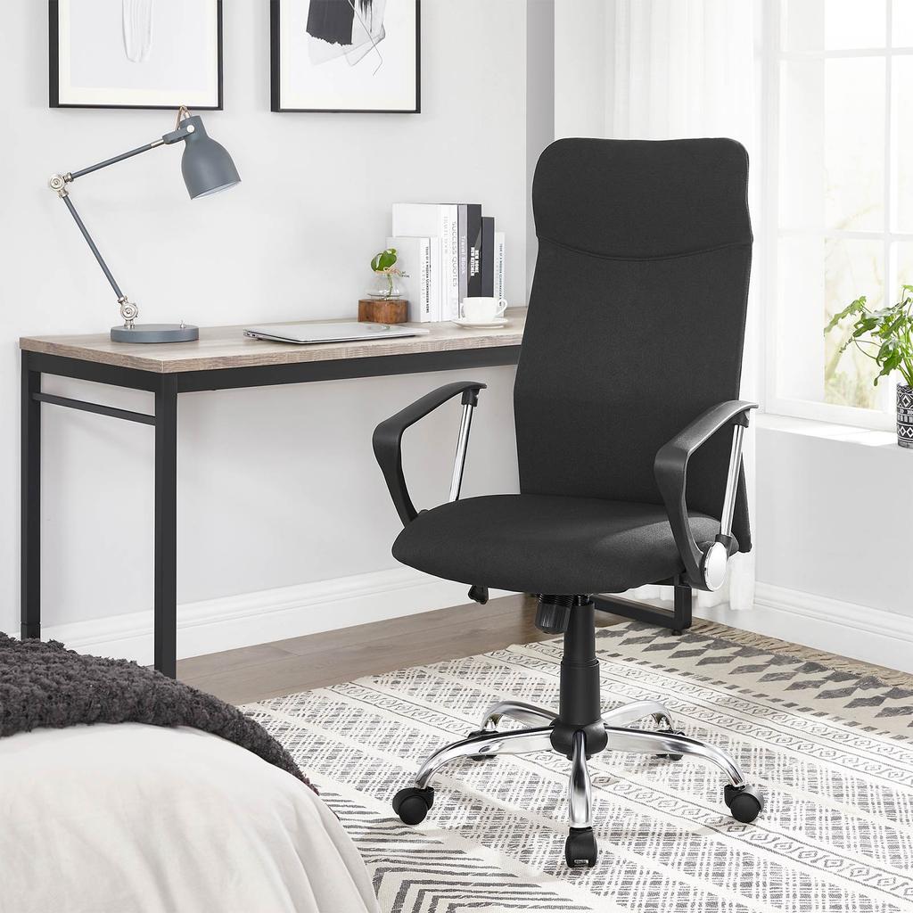 SONGMICS OBN034B01 Office Chair Ergonomic Swivel Chair Padded Seat Fabric Cover Adjustable and Tiltable Up To 120 Kg Load Capacity Black