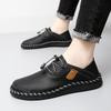 Herr Blå Mockasiner Vandringsskor Slip-on Handgjorda Körskor Casual Läder Breda Utomhusskor Större Storlekar