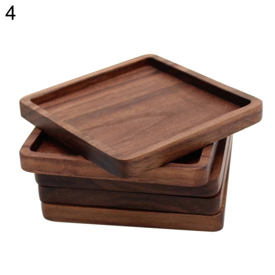 Sottobicchiere Quadrato Rotondo in Legno di Noce per Caffè Tè Teiera Tazza Tazza Ciotola Sottopiatto Tappetino