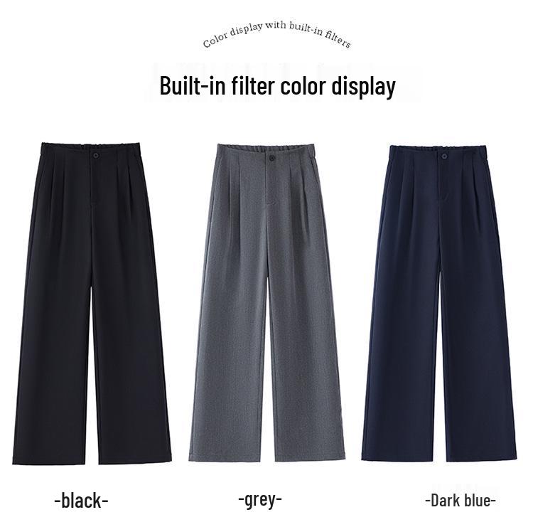Stylish Women's High-Waisted Stretchy Straight-Leg Pants - Slimming, Loose Fit, Versatile Wide-Leg for Spring/Winter 2026.