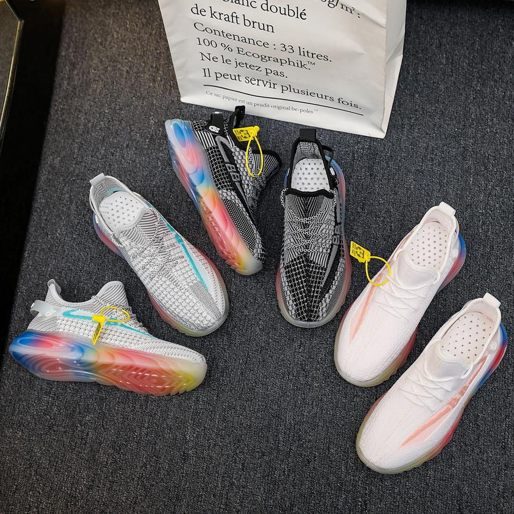 Autumn New Women's Shoes Fashion Trend Jelly Sole Sneakers Fly Woven Breathable Casual Shoes Comfortable