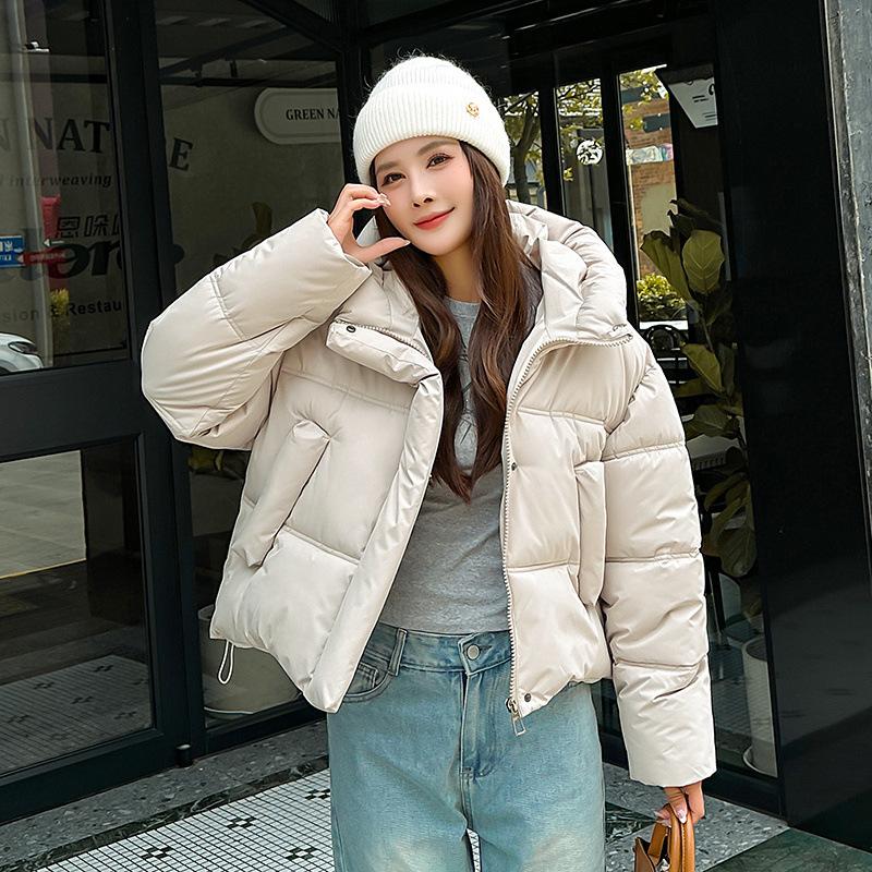 

Женская пуховая куртка 2025 зима новая корейская версия с капюшоном утолщенная теплая дутая короткая куртка-хлеб M