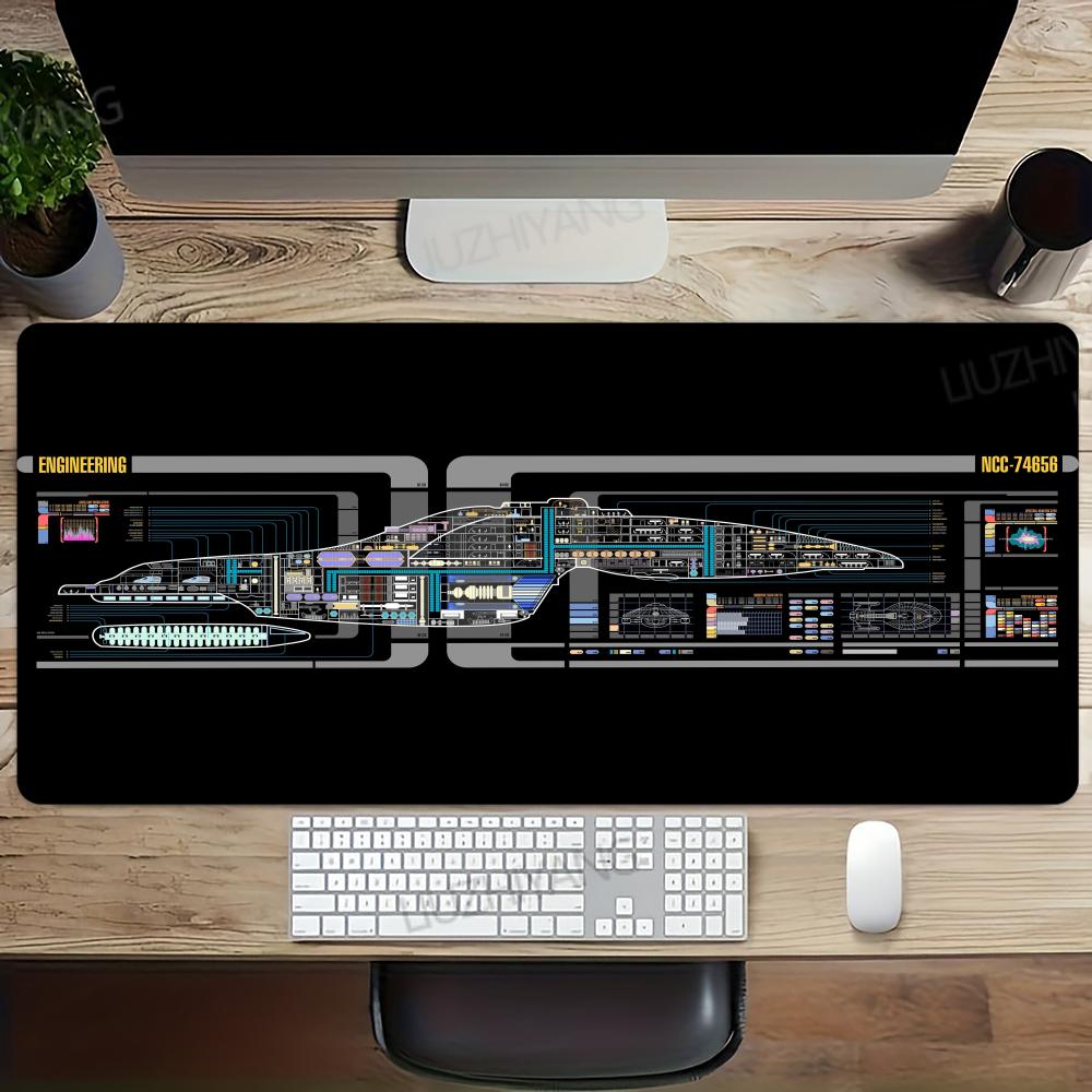 Starship Blueprint Pad Desk Pad Mouse Pad Gamer Computer Cabinet Star Trek Game Office Accessories Keyboard Anime Extended Large