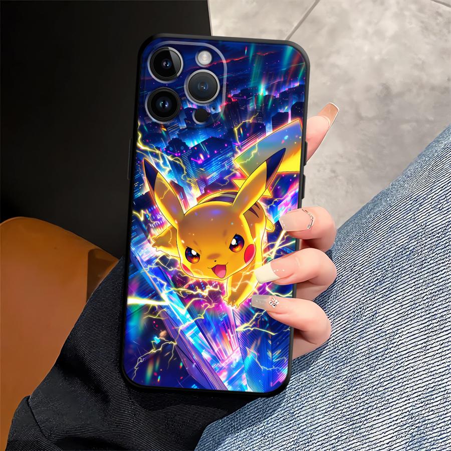 Cute Pikachu Pokemon Phone Case for Apple iPhone 16 13 15 Pro 7 8 12 11 14 17 Pro Max Air XR XS MAX Funda Phone Cover