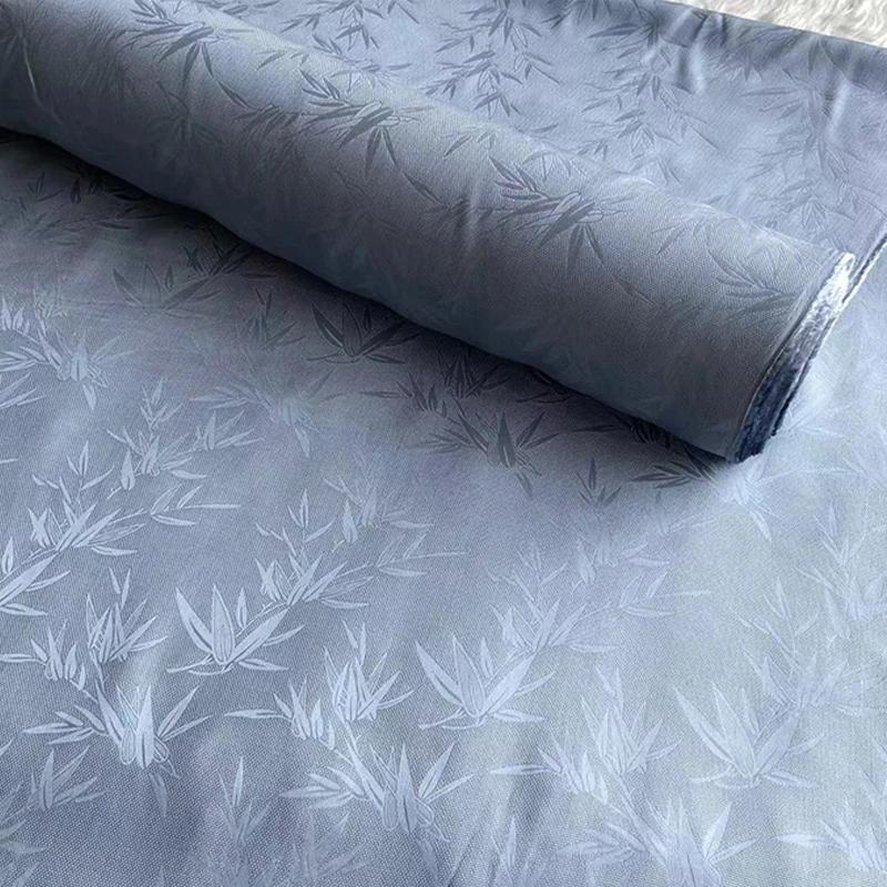 50x114cm Chinese Style Retro Luxury Mulberry Silk Fabric Bamboo Leaf Pattern FabricAncient Hanfu Costume Cheongsam Apparel