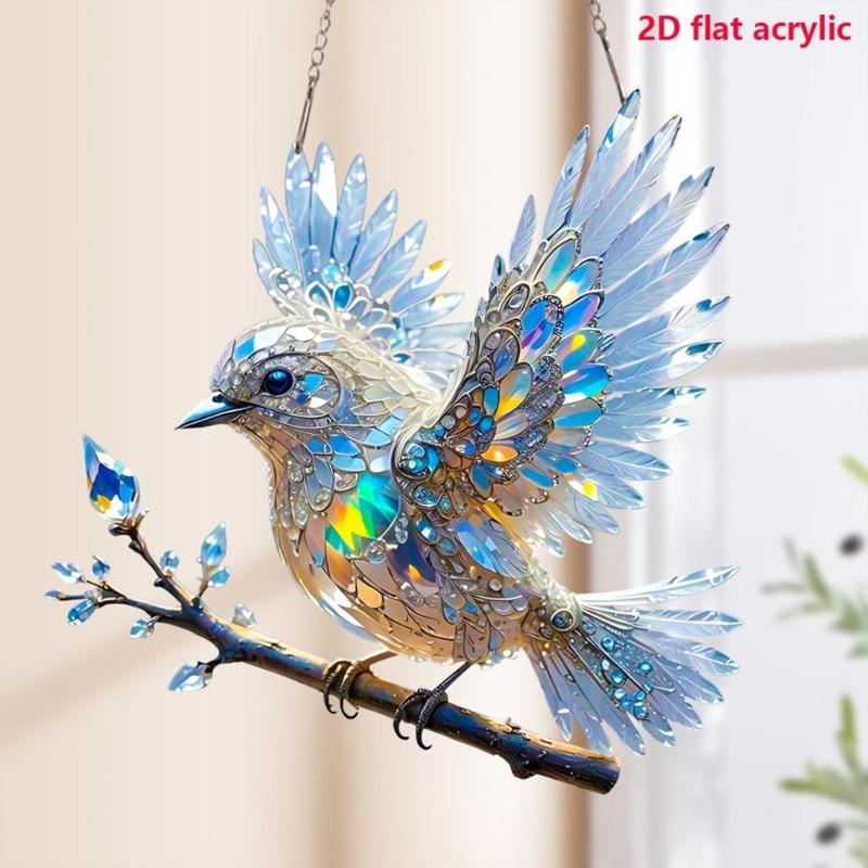 Stained Acrylic Window Hanging Birds,Bluebirds Suncatchers for Window Hanging Hummingbird Gift Bird Decors for Garden