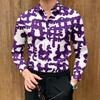 Men's Abstract Graffiti Print Long-Sleeve Shirt, Smooth Drape, Trendy Lapel Shirt, High-Street Luxury Versatile Men's Top