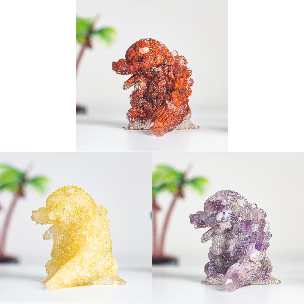 Godzilla Resin Crystal Figurine With Natural Gemstone For Home Decor And Giftgiving