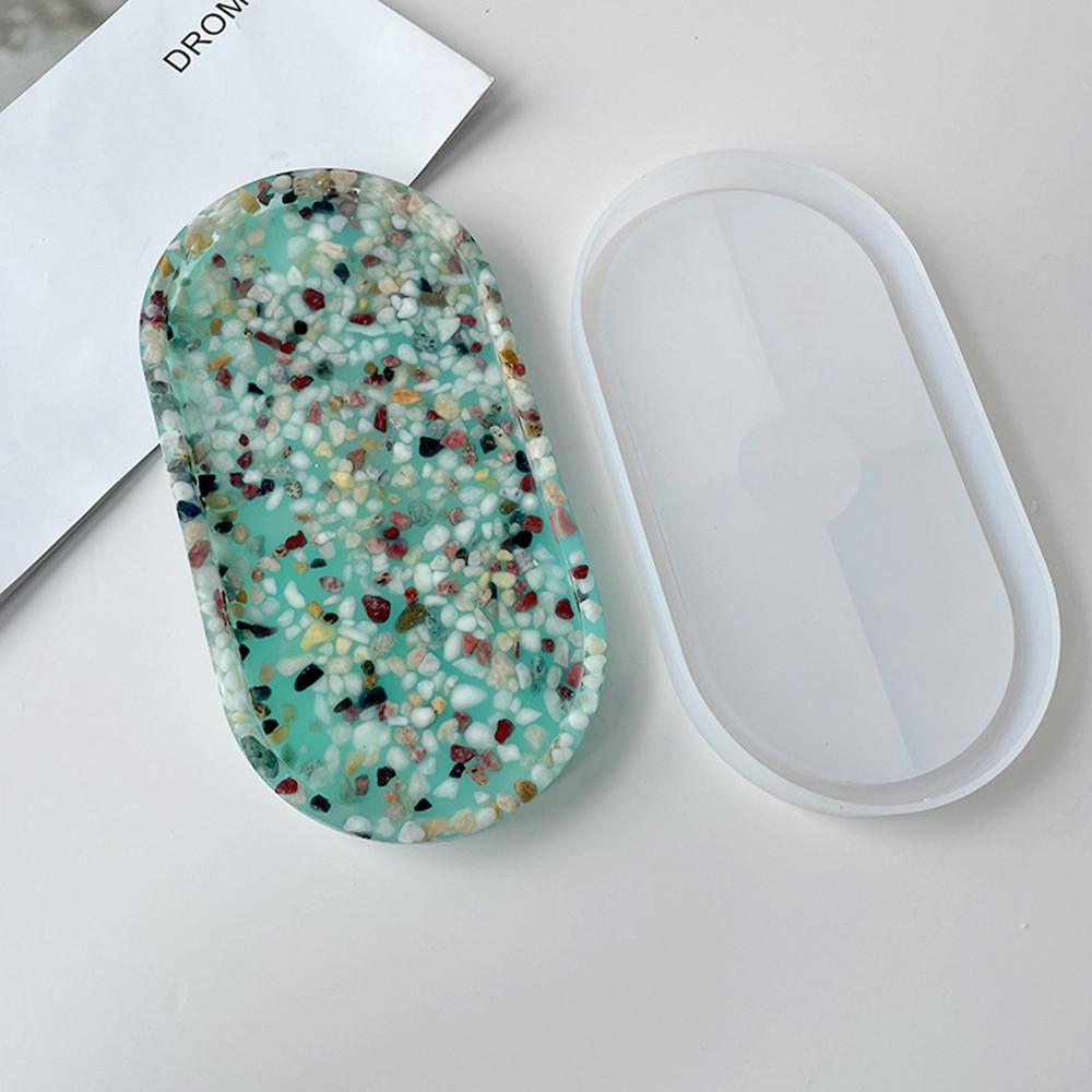 Ovales Tablett Silikonform Sechseckiger Untersetzer Epoxidharzform für DIY Schmuck Teller Aufbewahrungshalter Harzform Handwerk Heimdekoration