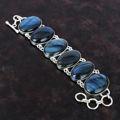 Βραχιόλι Labradorite Healing Stone Jewelry 925 Ασημένιο βραχιόλι Gemstone Jewelry Χειροποίητο ρυθμιζόμενο βραχιόλι με αλυσίδα Δώρο για νυφικό