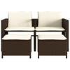 Vidaxl 2-Os. Garden Sofa with Table and Stools, Brown, Poly Rattan