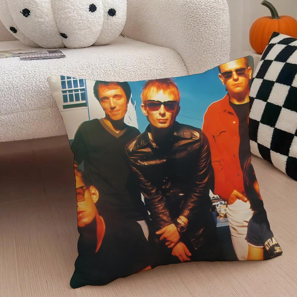 Experimental British Band RRadiohead Cushion Cover Throw Pillow Cover Hidden Button Durable Polyester Chair Cushion