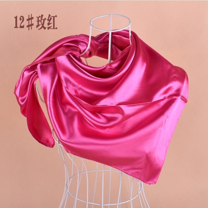 Selected solid color imitation silk generous silk scarf, women's silk scarf 90 * 90 color diced versatile scarf