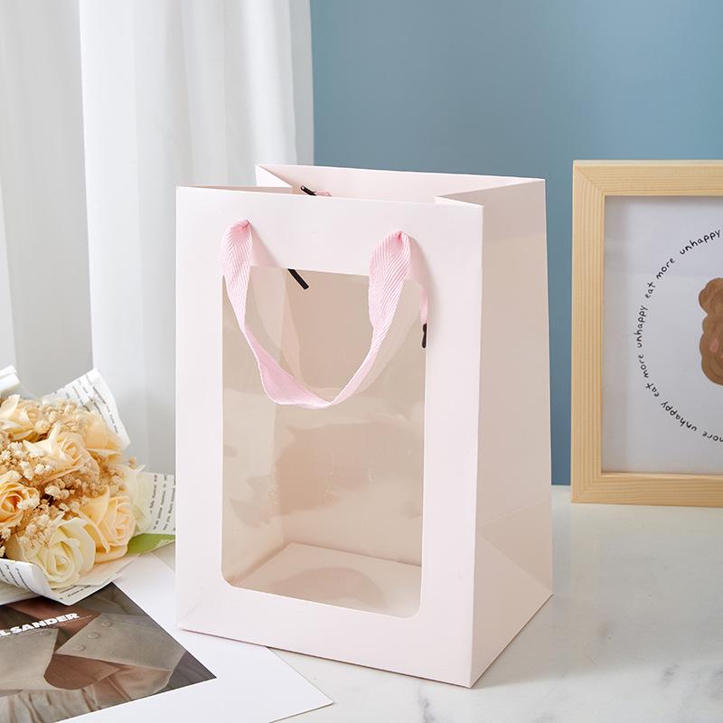 Transparent Window Tote Bag for Flowers & Dolls – Perfect for Qixi Festival & Mother's Day Gifts