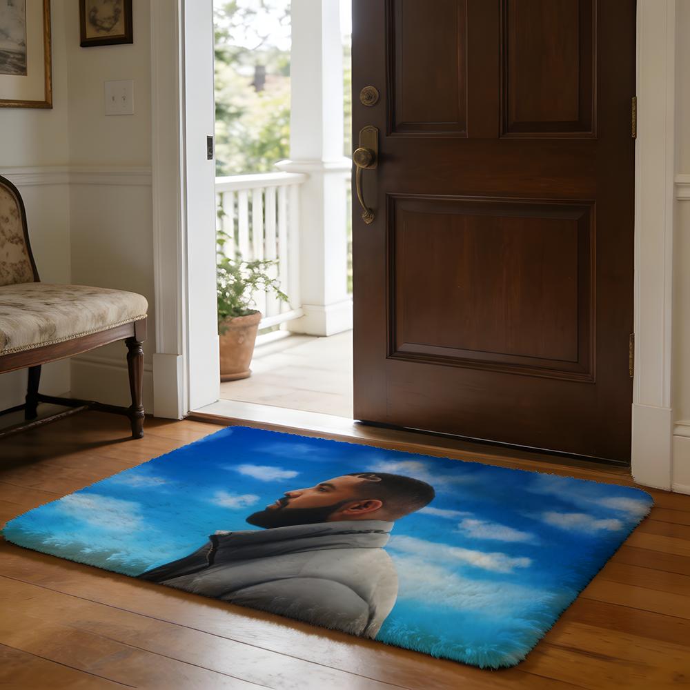 DDrake Rapper Floor Mat Soft Flannel Absorbent Mat Non-Slip Rug Home Bedroom Bathroom